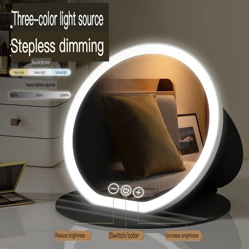 LED Makeup Mirror Foldable Round Leather Case | Rechargeable LED Makeup Mirror QXL