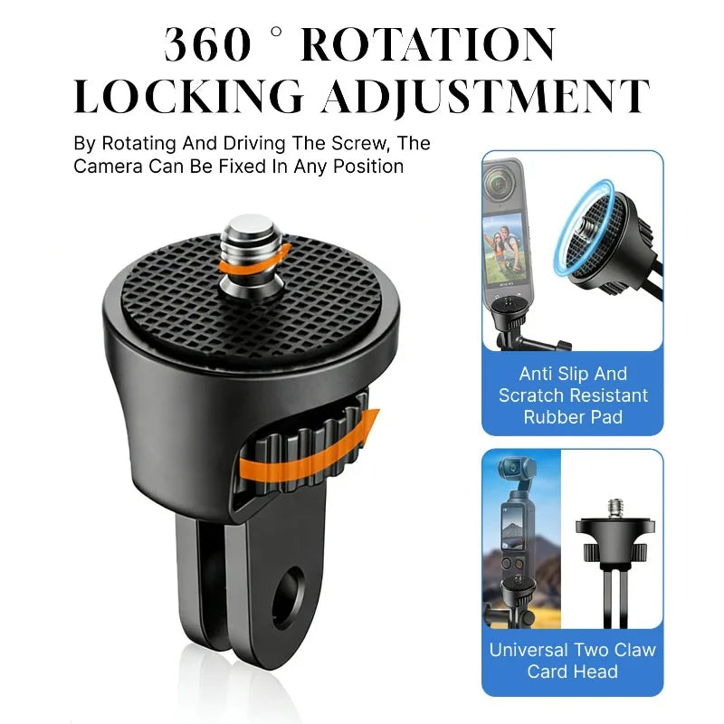 360° Rotating Action Camera Adapter | GoPro & Insta360 1/4-20 Camera Mount Adapter QXL