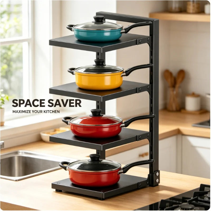 Adjustable Multi-Layer Under Sink Pot & Pan Organizer Rack Kitchen Storage Rack QXL
