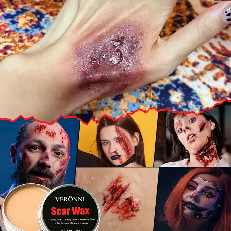 Halloween Scar Wax 2-Pack | Fake Scar Cosplay Makeup 60g SFX Scar Wax QXL