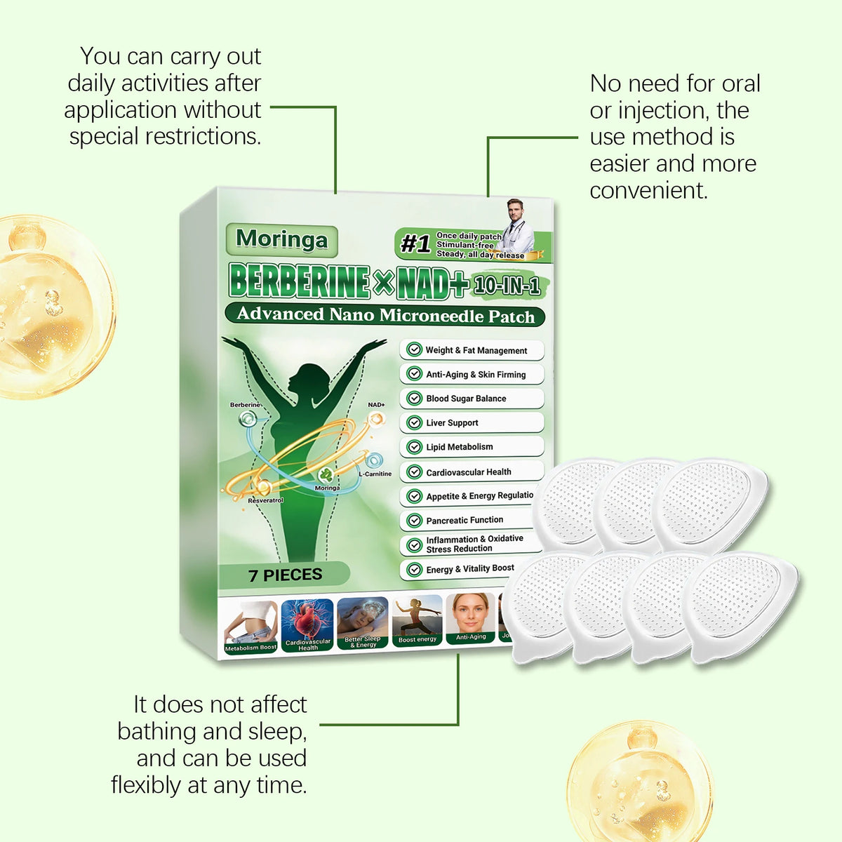 NAD+ Nano Microneedle Body Firming Patch | 10-in-1 Skin Care Body Firming Patch QXL