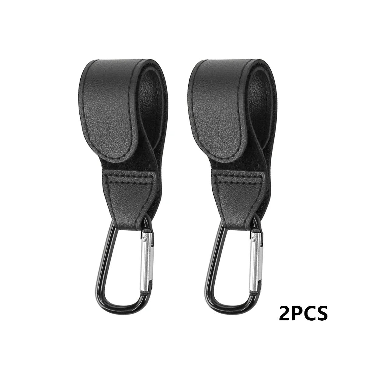 2-Pack 360° Rotating Stroller Hooks | PU Leather Pram Bag Hanger Stroller Hook Set QXL