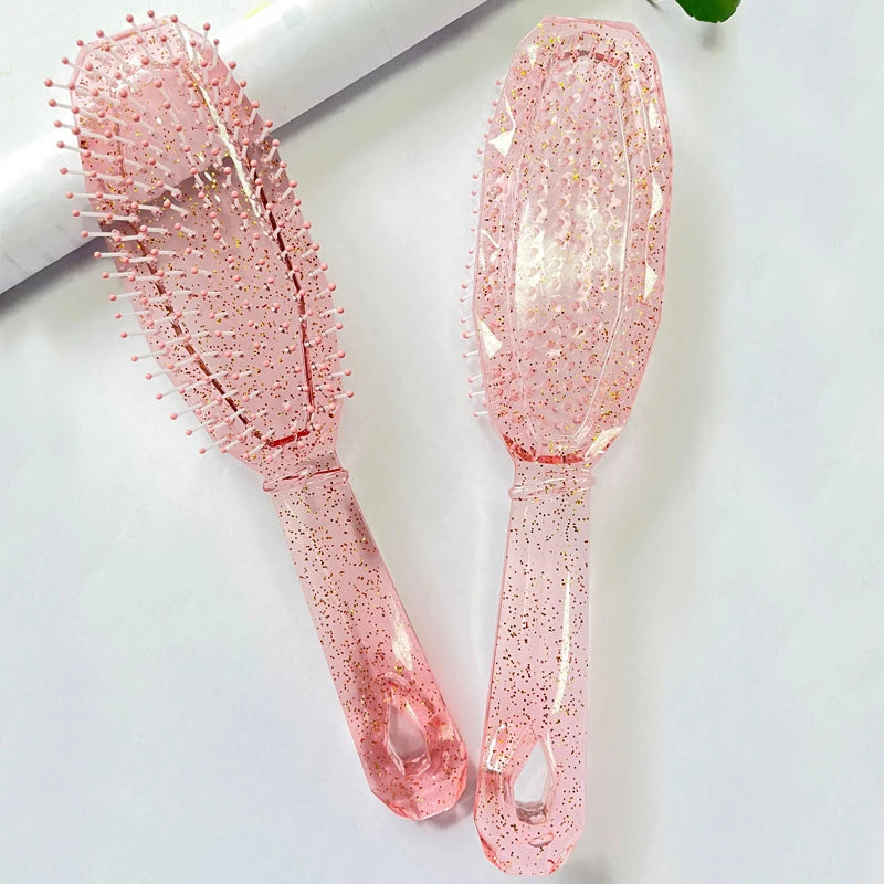 Transparent Glitter Hair Brush & Wide Tooth Comb | Anti-Static Hair Brush Comb QXL