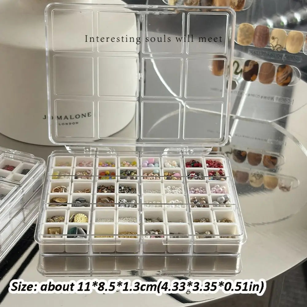 48-Grid Transparent Nail & Jewelry Storage Box Organizer Nail Storage Organizer QXL