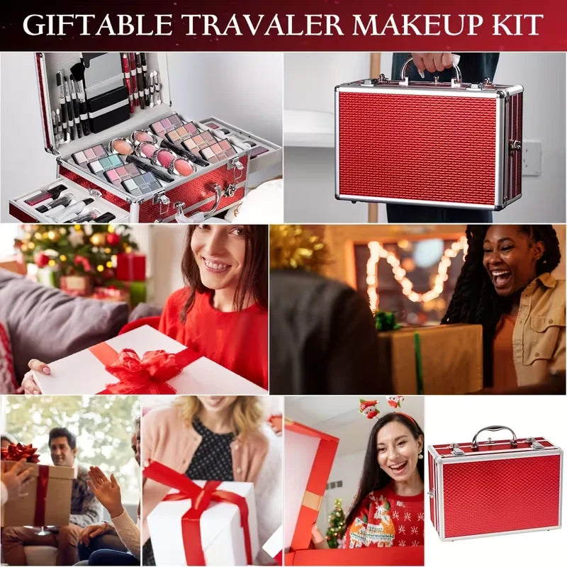 Aluminum Travel Makeup Case – Complete Cosmetic Set Makeup Gift Set QXL