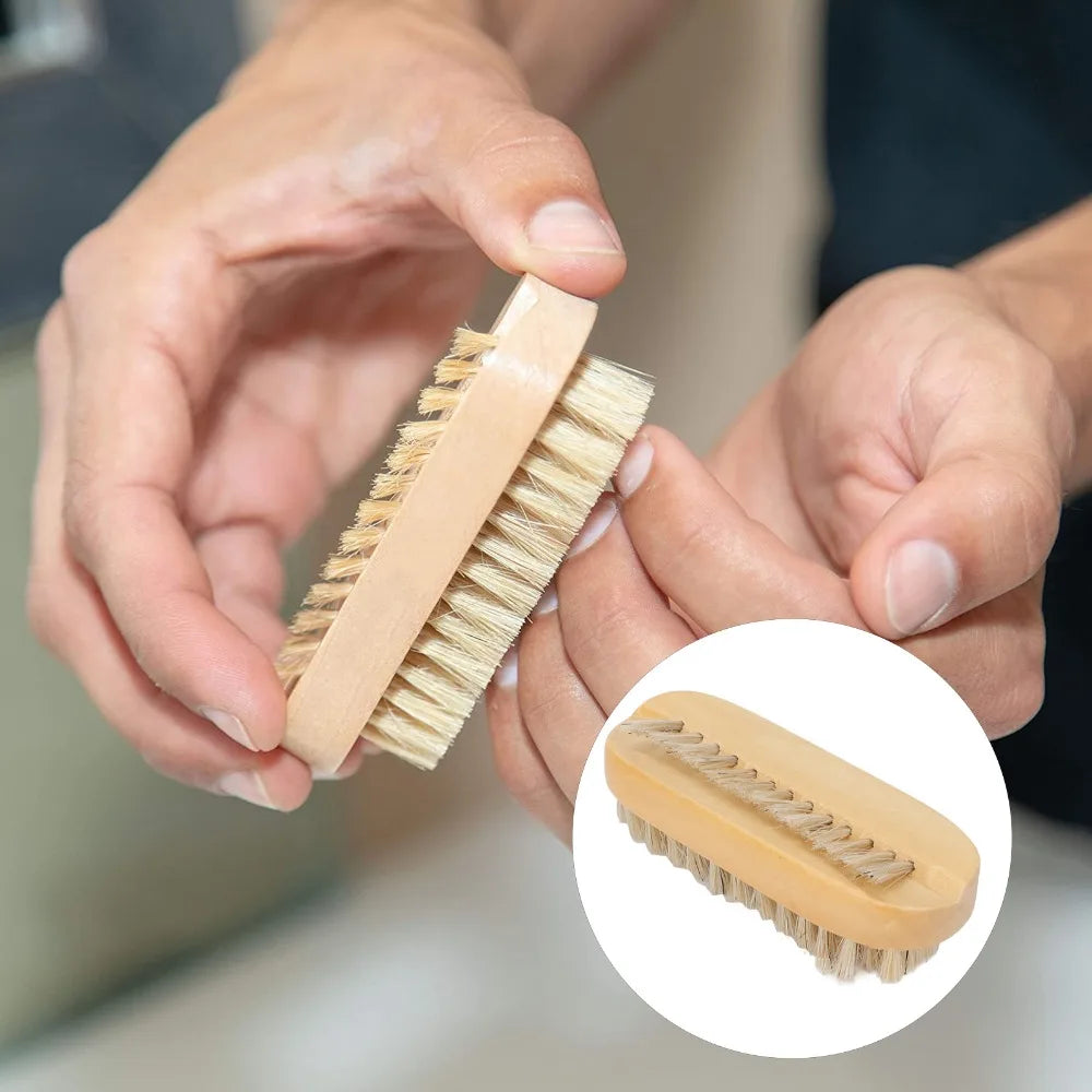 Wooden Double-Sided Nail Brush | Manicure & Pedicure Scrubber Nail Cleaning Brush QXL