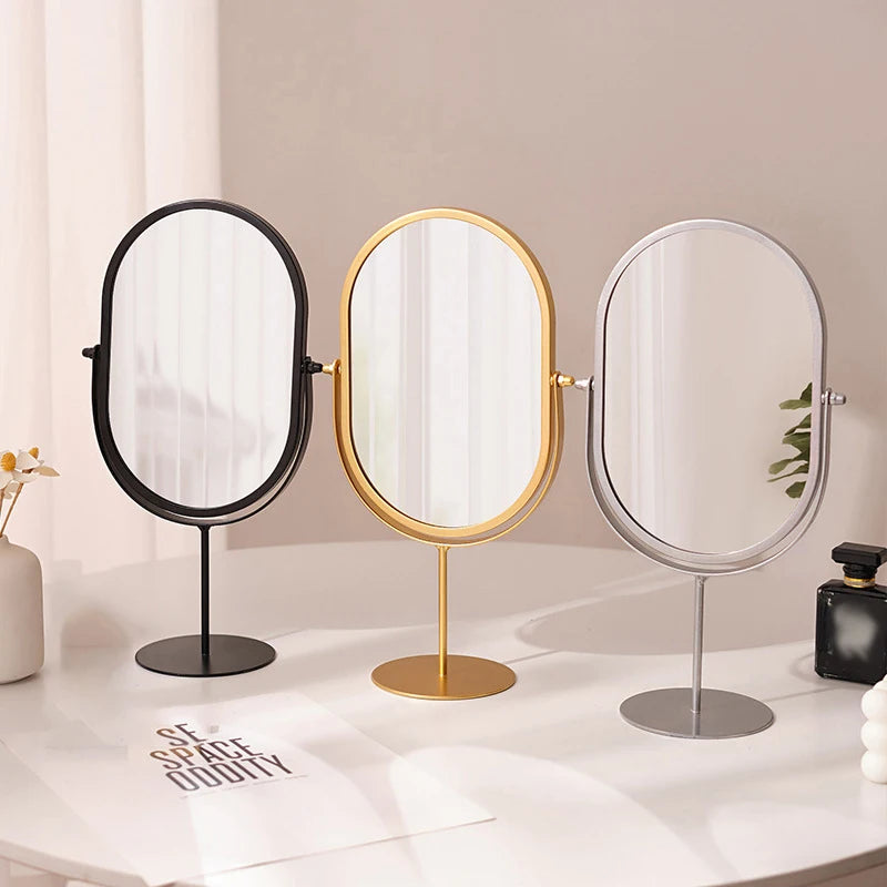 Oval Iron Frame Desktop Vanity Mirror | Flat & Storage Base Desktop Vanity Mirror QXL