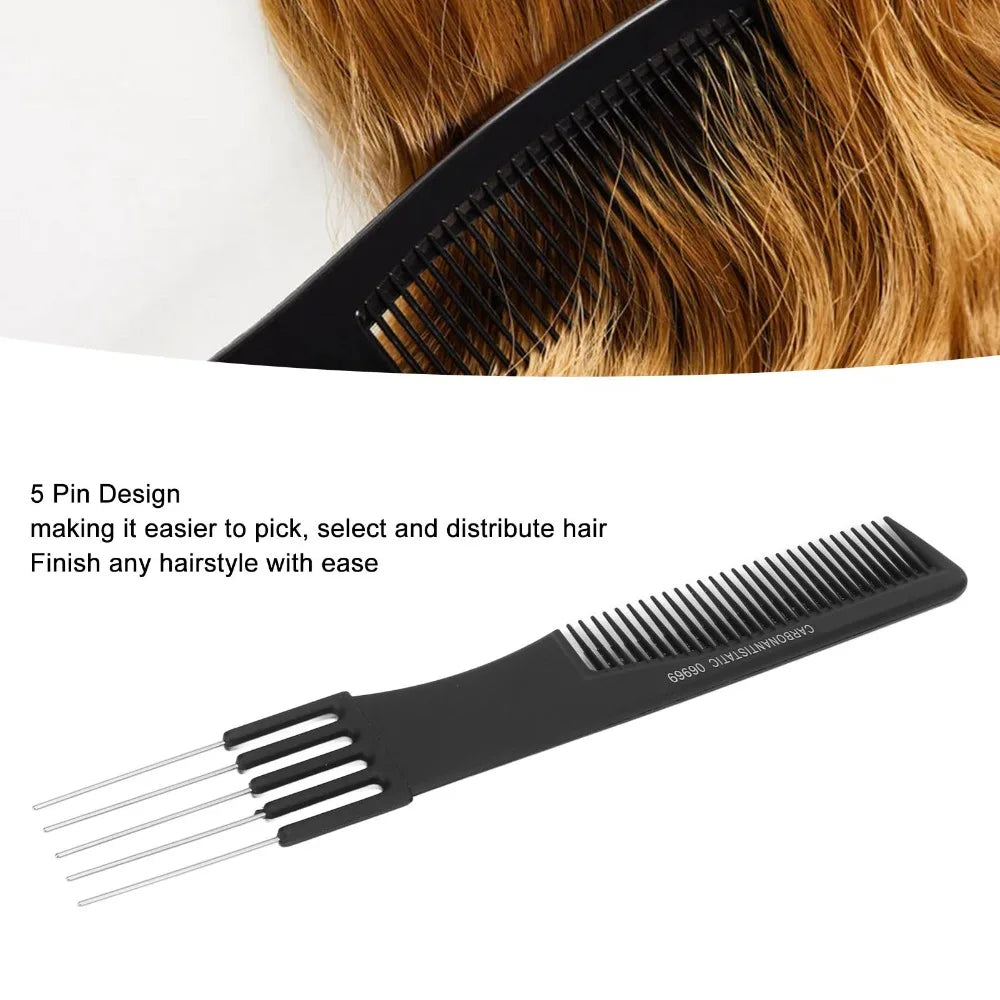 10-Pack Carbon Lift Teasing Combs | Fine Teeth Salon Back Comb Hair Teasing Comb QXL