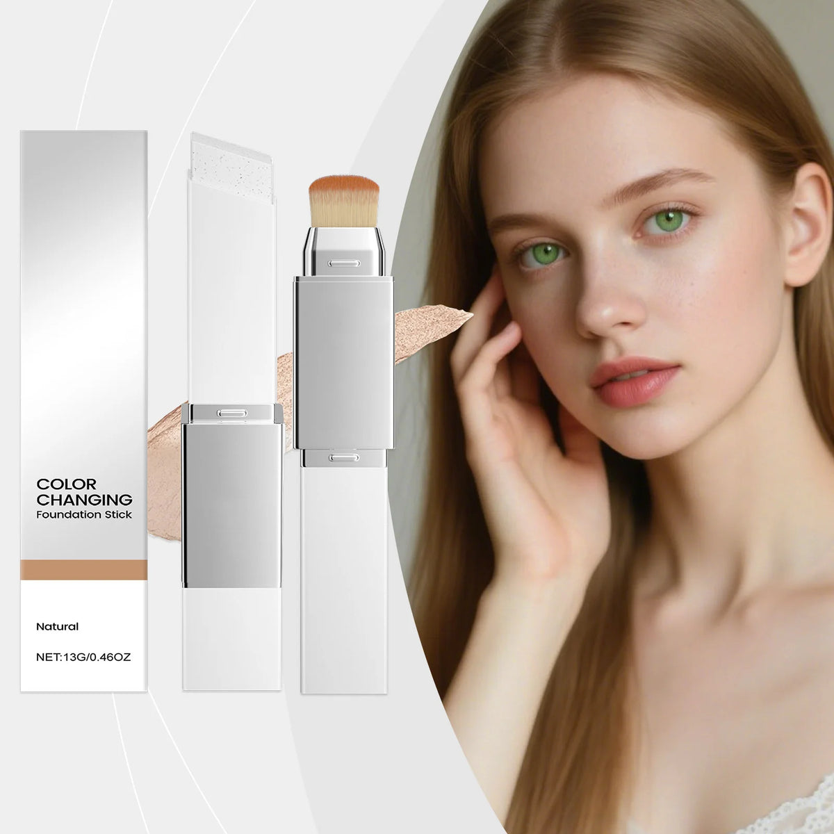 2-in-1 Color-Changing Foundation Stick with Detachable Brush Foundation Stick QXL