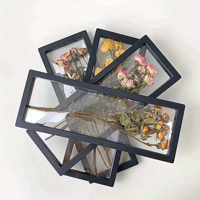 Transparent Flower Shadow Box Frame & Black Display Stand Flower Shadow Box QXL