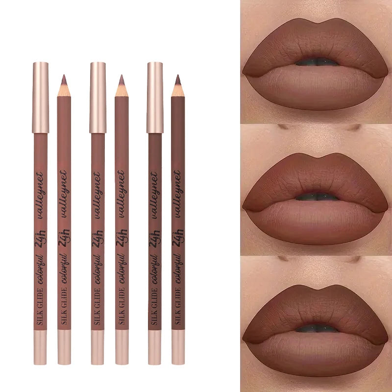 3-Pack Brown Matte Lip Liner | Waterproof & Long-Lasting Lip Liner Set QXL