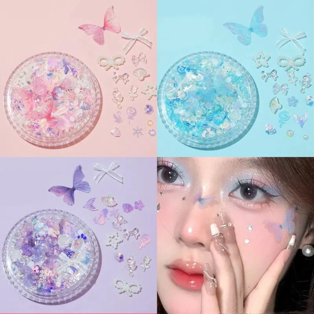 Butterfly Diamond Pearl Face Stickers | Bridal DIY Makeup Face Makeup Stickers QXL
