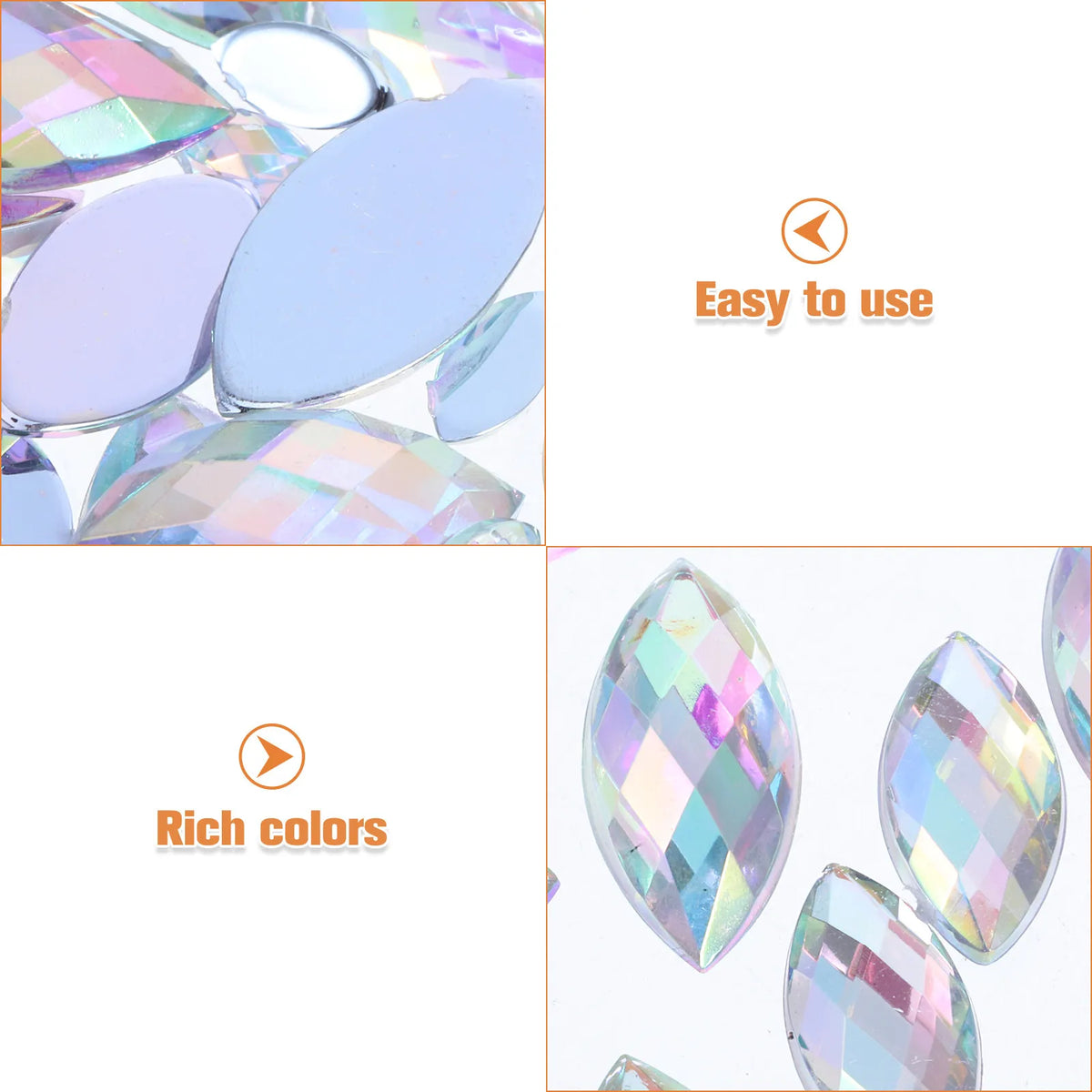 600-Pack AB Acrylic Flatback Rhinestones – Nail Art & DIY Crafts Flatback Rhinestone Set QXL