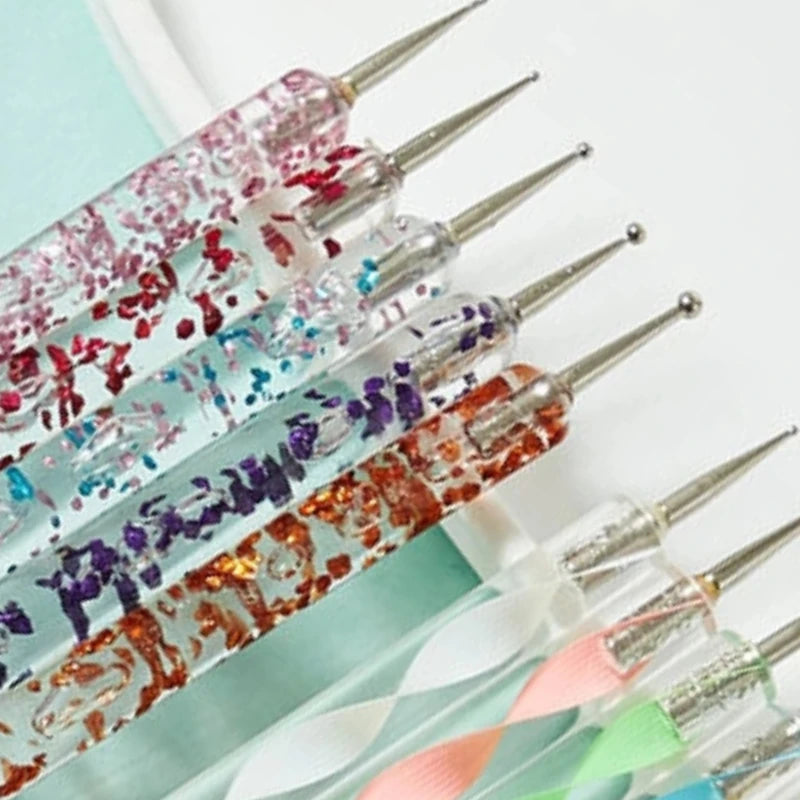 Crystal Beaded Nail Dotting Pens – 5-Piece Dual-End Set Nail Dotting Pen Set QXL