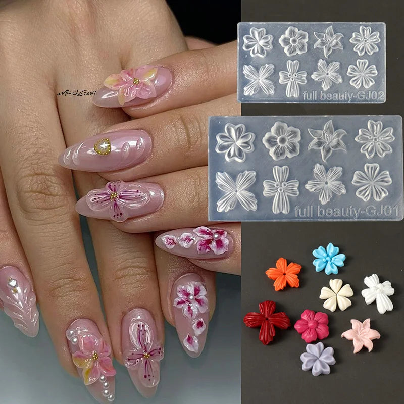 3D Floral Silicone Nail Mold | DIY Spring Flower Manicure Silicone Nail Mold QXL