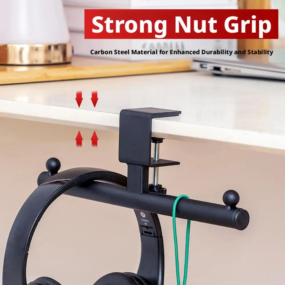 No-Drill Under-Desk Hook | Clamp Headset & Bag Hanger Under-Desk Hook QXL