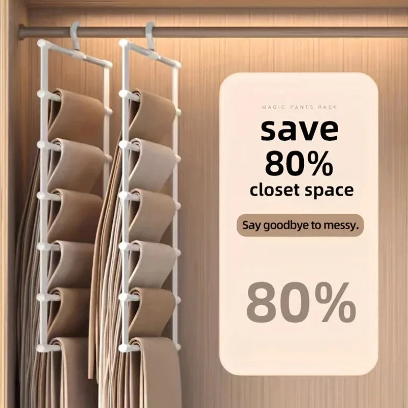 7-Tier Stainless Steel Pants Hanger | Space-Saving Closet Rack Pants Hanger Rack QXL