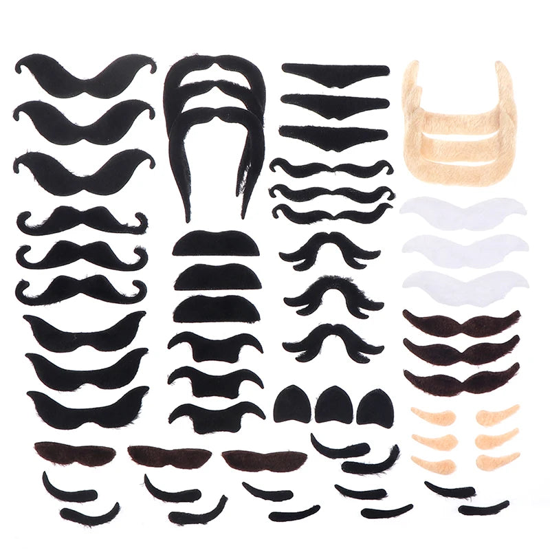 48-Pc Fake Beard & Mustache Set | 16 Costume Styles Costume Beard Set QXL