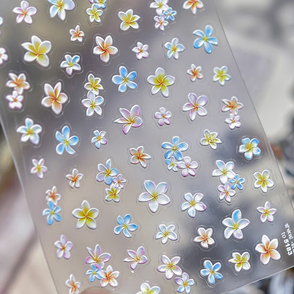 5D Frangipani Nail Art Stickers | Tropical Plumeria Decals Nail Art Stickers QXL