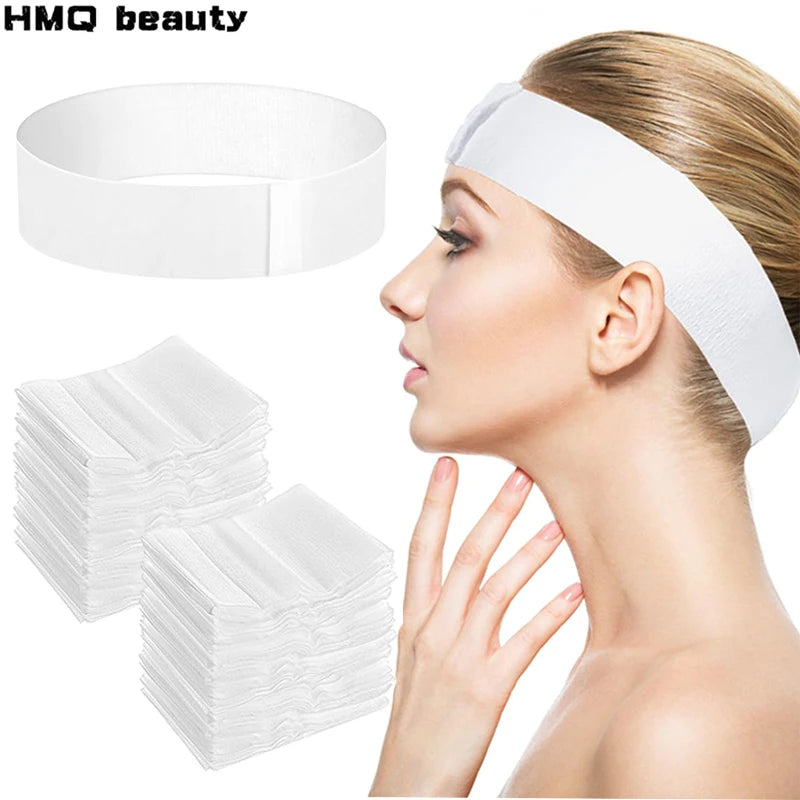 Disposable Spa Facial Headbands Non-Woven Headwraps 30–100 Pack Disposable Spa Headbands QXL