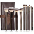 10-Piece Professional Makeup Brush Set | Face & Eye Kit Makeup Brush Set QXL With PU Bag
