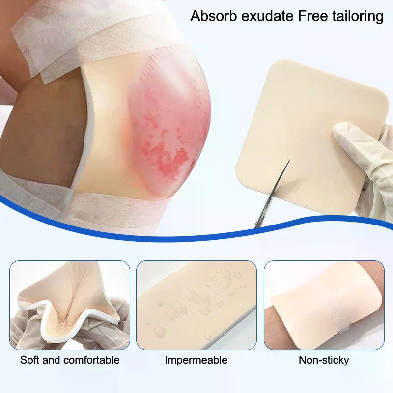 Foam Non-Adhesive Sterile Wound Dressing 10x10cm | 1-5 Pack Foam Wound Dressing QXL
