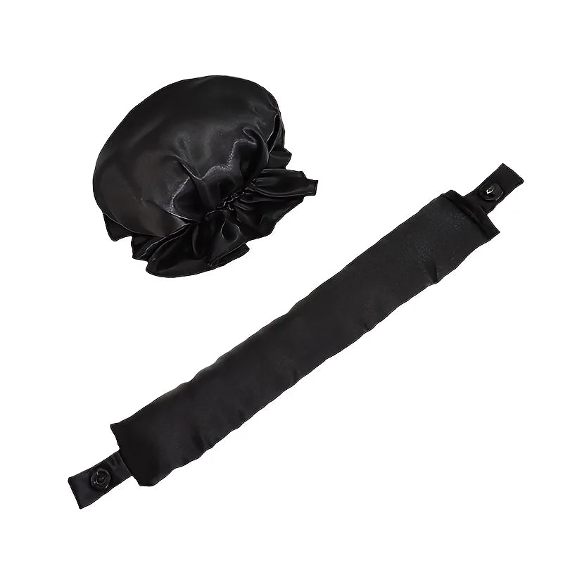 Heatless Curling Rod Headband | No-Heat Overnight Hair Rollers Heatless Hair Curler QXL black-2pcs
