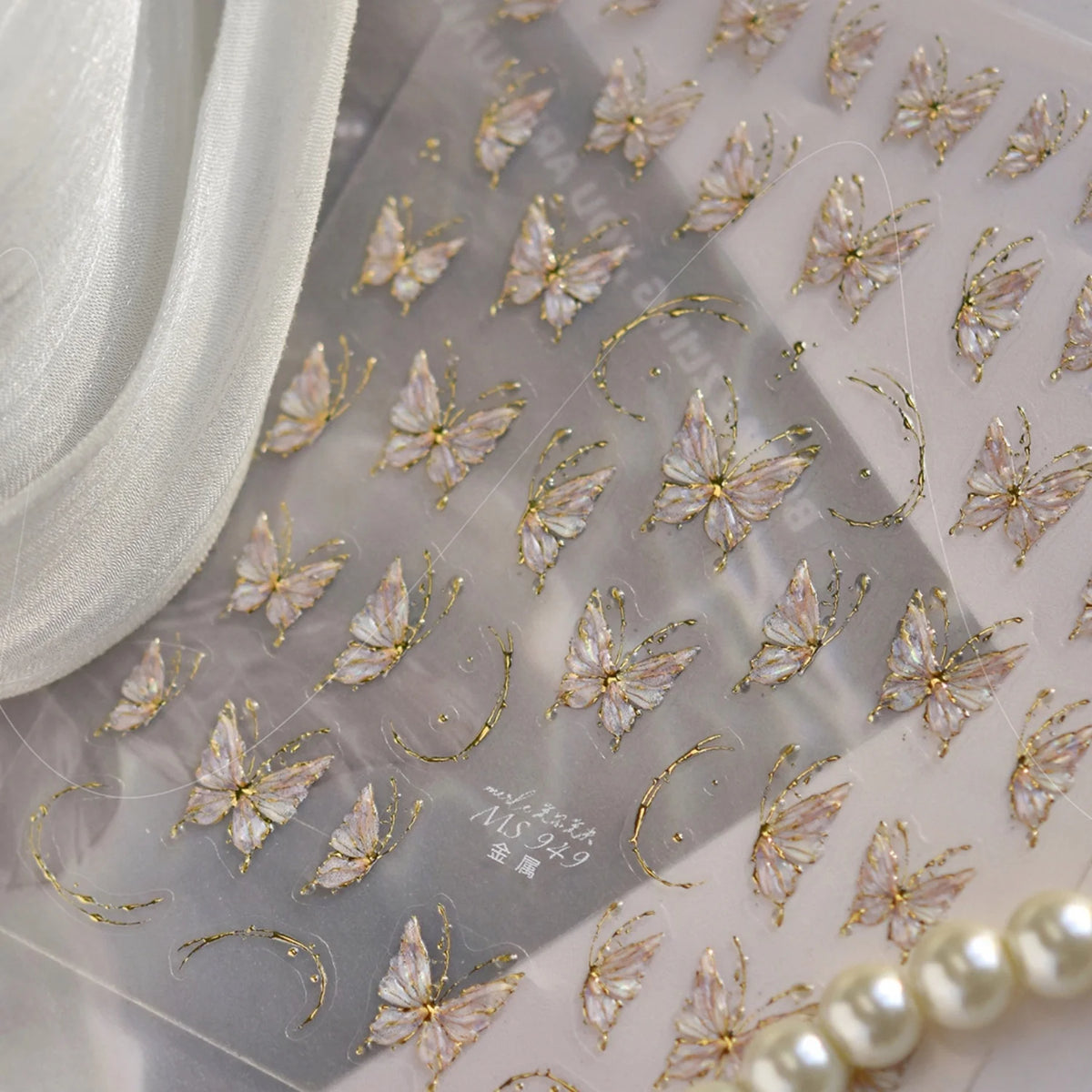 5D Butterfly Embossed Gold Nail Art Stickers | Luxury Decals Nail Art Stickers QXL