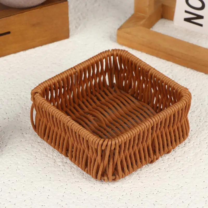 Imitation Rattan Wicker Square Storage Basket – Woven Organizer Wicker Storage Basket QXL