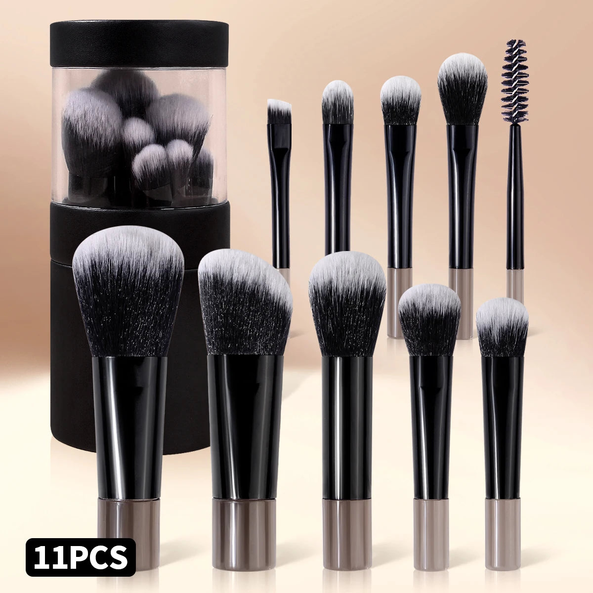 11-Piece Makeup Brush Set with Storage Cup | KOSSHOW Makeup Brush Set QXL black