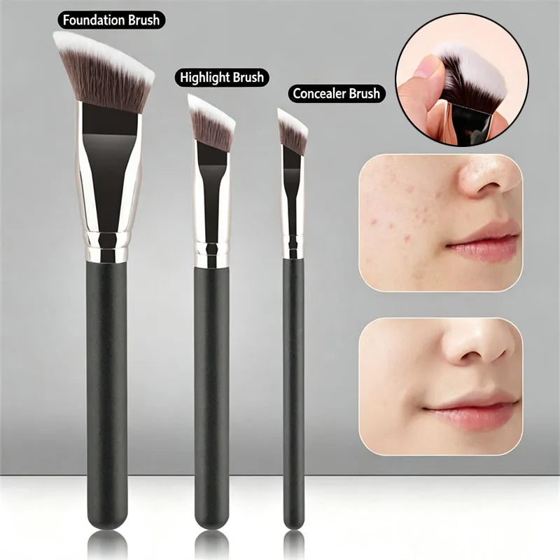 Sloped Trapezoid Foundation Brush – Wooden Handle Concealer Foundation Makeup Brush QXL