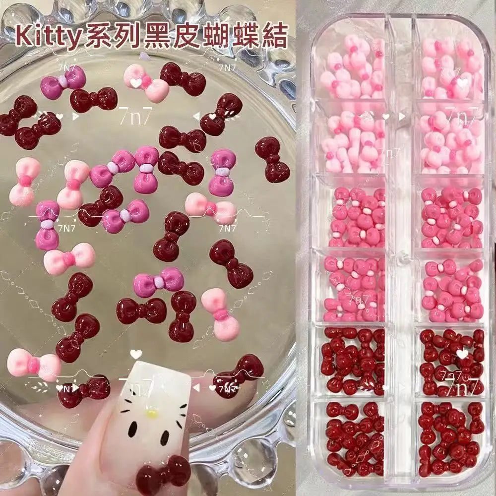 Sweet Bow Nail Art Rhinestone Decorations – 12-Piece Set Nail Art Decorations QXL Three colors