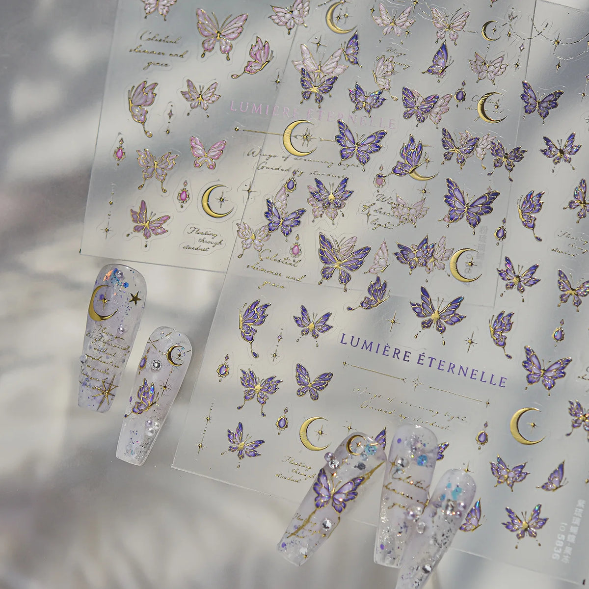 5D Nail Stickers – Dreamy Butterfly Moon Star Decals Nail Art Stickers QXL