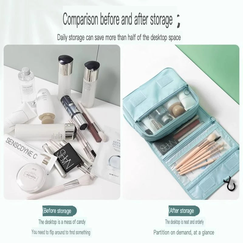 Foldable Travel Makeup Bag | Large Capacity Toiletry Organizer Travel Makeup Bag QXL