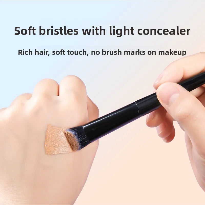 Double-Sided Slope Foundation Brush | Soft Fiber Wood Handle Foundation Makeup Brush QXL