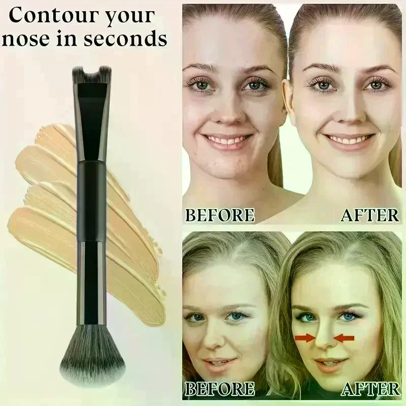 U-Shaped Dual Head Nose Contour Brush Set – Sculpting Tool Nose Contour Brush QXL