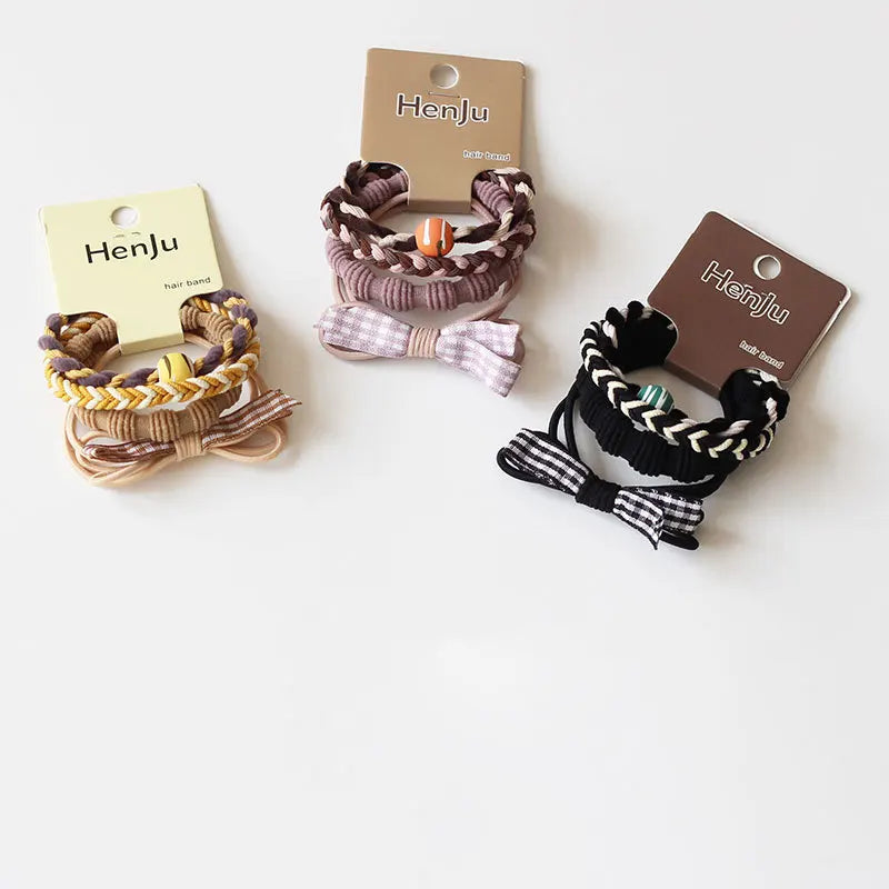 Korean Plaid Hair Ties – High-Elastic Gentle Hold for Girls Hair Ties QXL