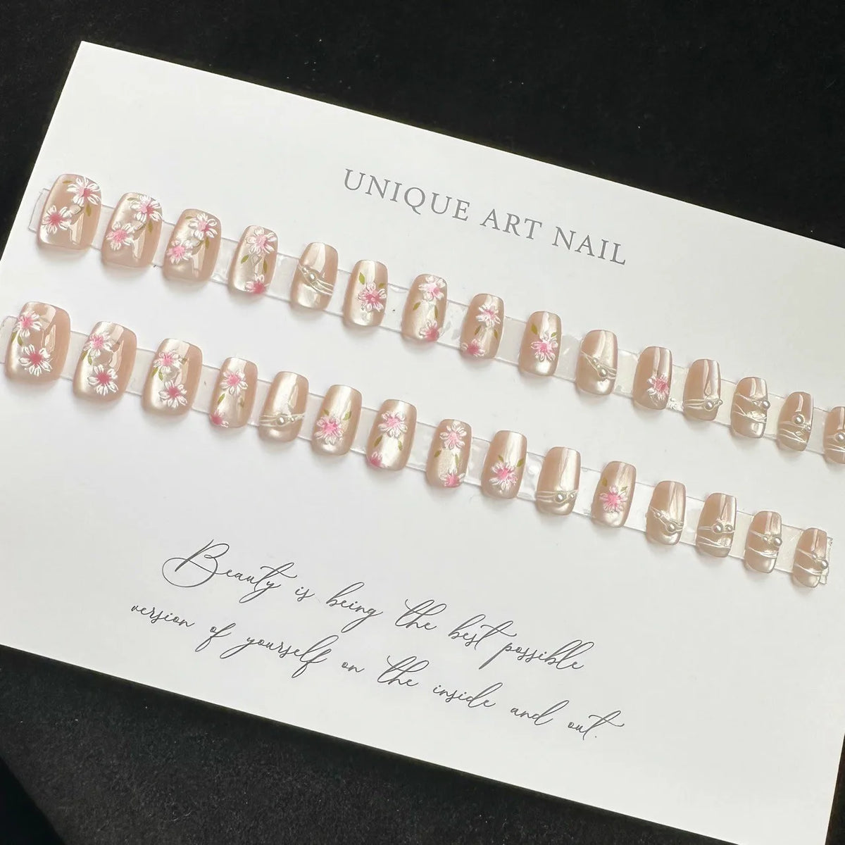 3D Ice Flower Press-On Nails | White Removable False Nail Set Press-On False Nails QXL