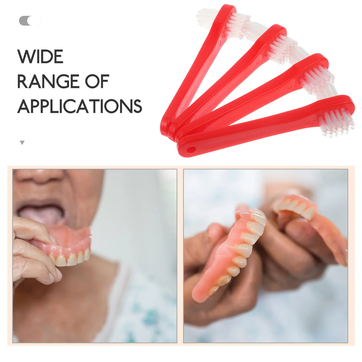 4-Pack Double-Sided Denture Cleaning Brush | Retainer Tool Denture Cleaning Brush QXL