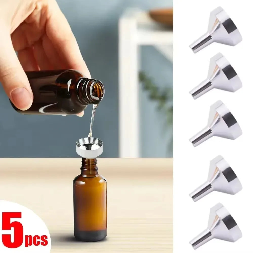 5-Pack Mini Metal Funnels for Perfume & Liquid Transfer Perfume Transfer Funnel QXL