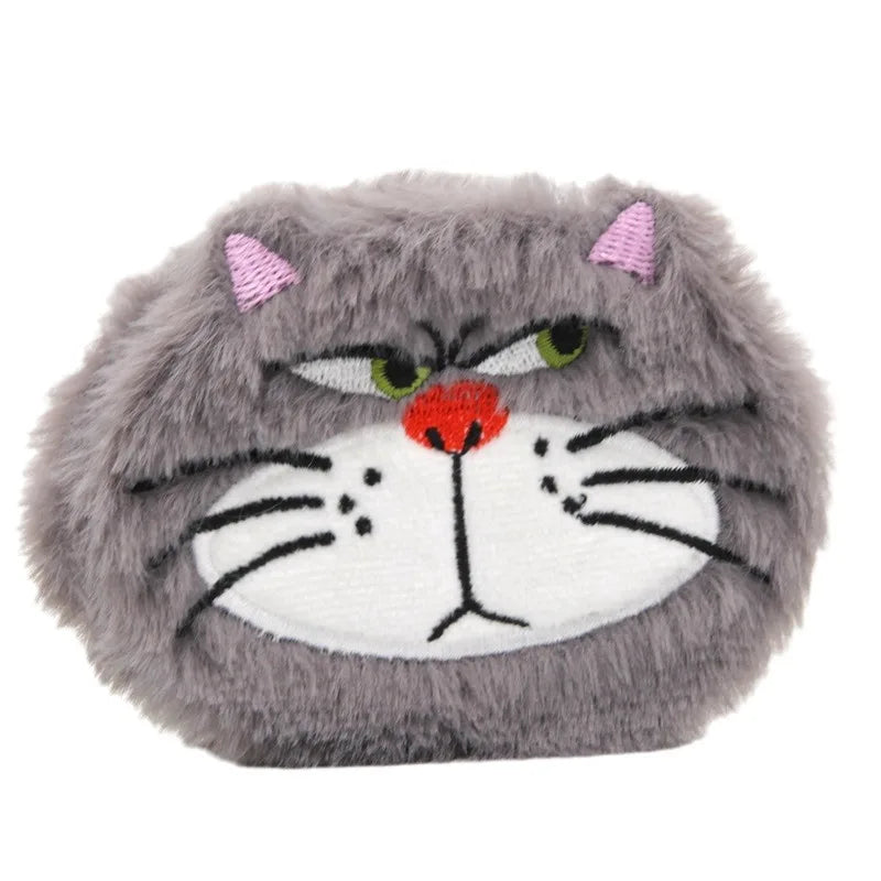 Cartoon Plush Double-Sided Compact Mirror with Magnification Compact Makeup Mirror QXL