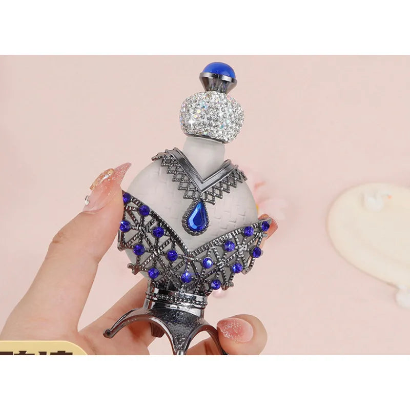 15ml Diamond-Encrusted Blue Glass Dubai Perfume Oil Bottle Perfume Oil Bottle QXL
