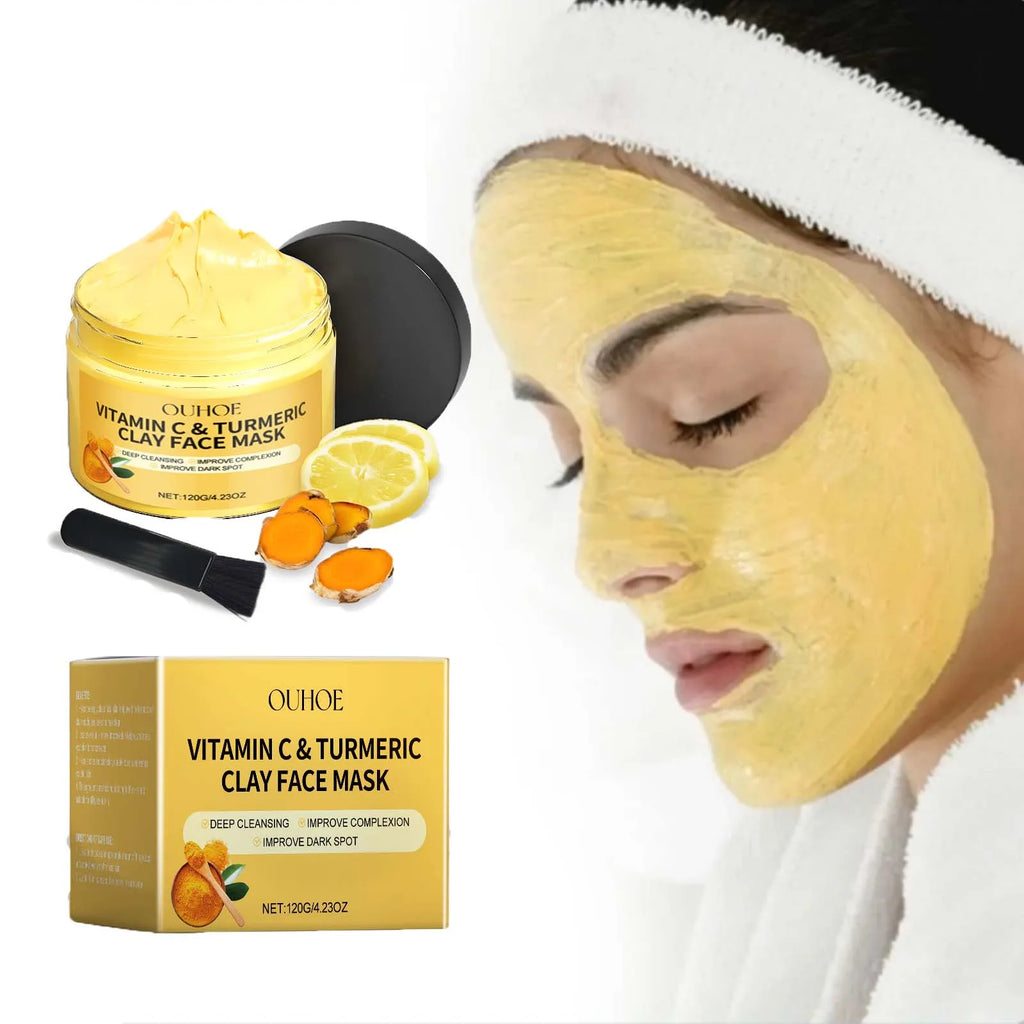 Vitamin C Turmeric Clay Mud Mask – Deep Cleanse & Brighten Clay Face Mask QXL