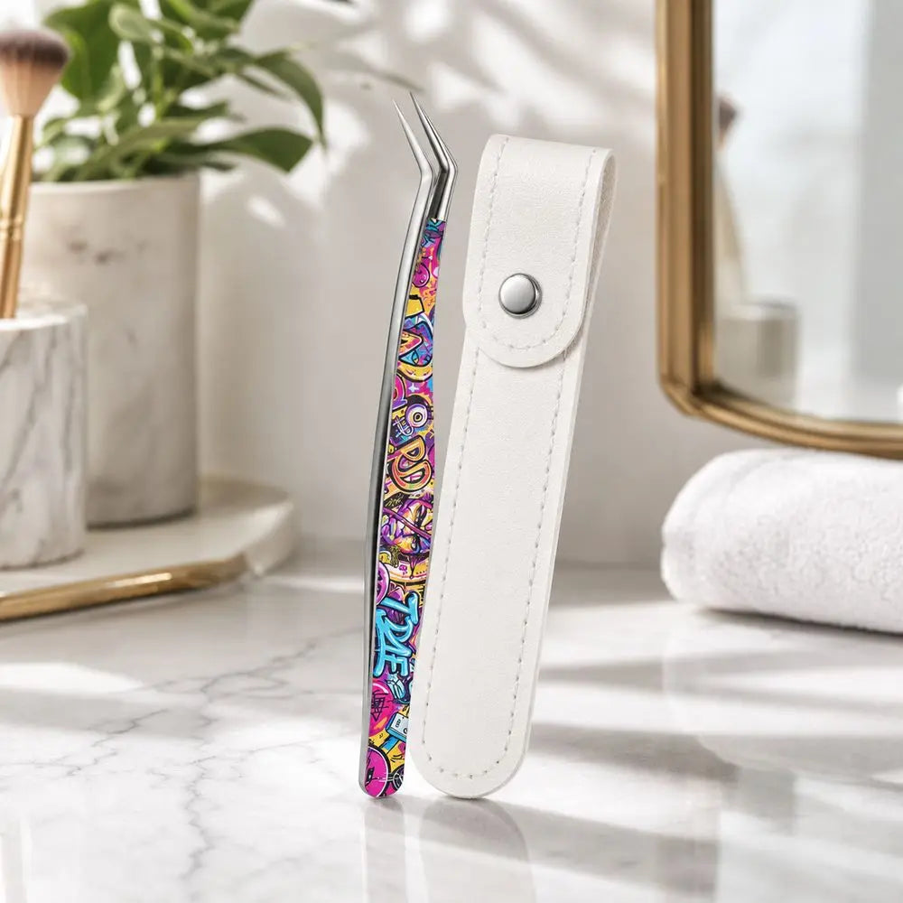 Curved Stainless Steel Eyelash Tweezers | Anti-Static Precision Eyelash Tweezers QXL