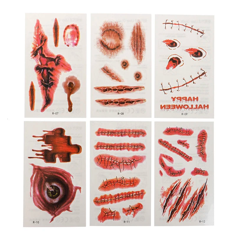 30-Pack Halloween Bloody Wound Temporary Tattoo Stickers Temporary Tattoo Stickers QXL