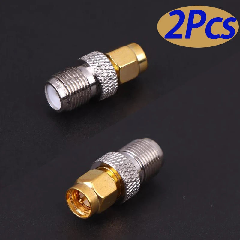 2-Pack SMA Male to F Female RF Coaxial Adapter | Gold Plated RF Coaxial Adapter QXL