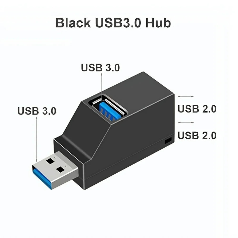 USB 3.0 3-Port Hub Splitter Adapter for PC & Laptop USB Hub QXL
