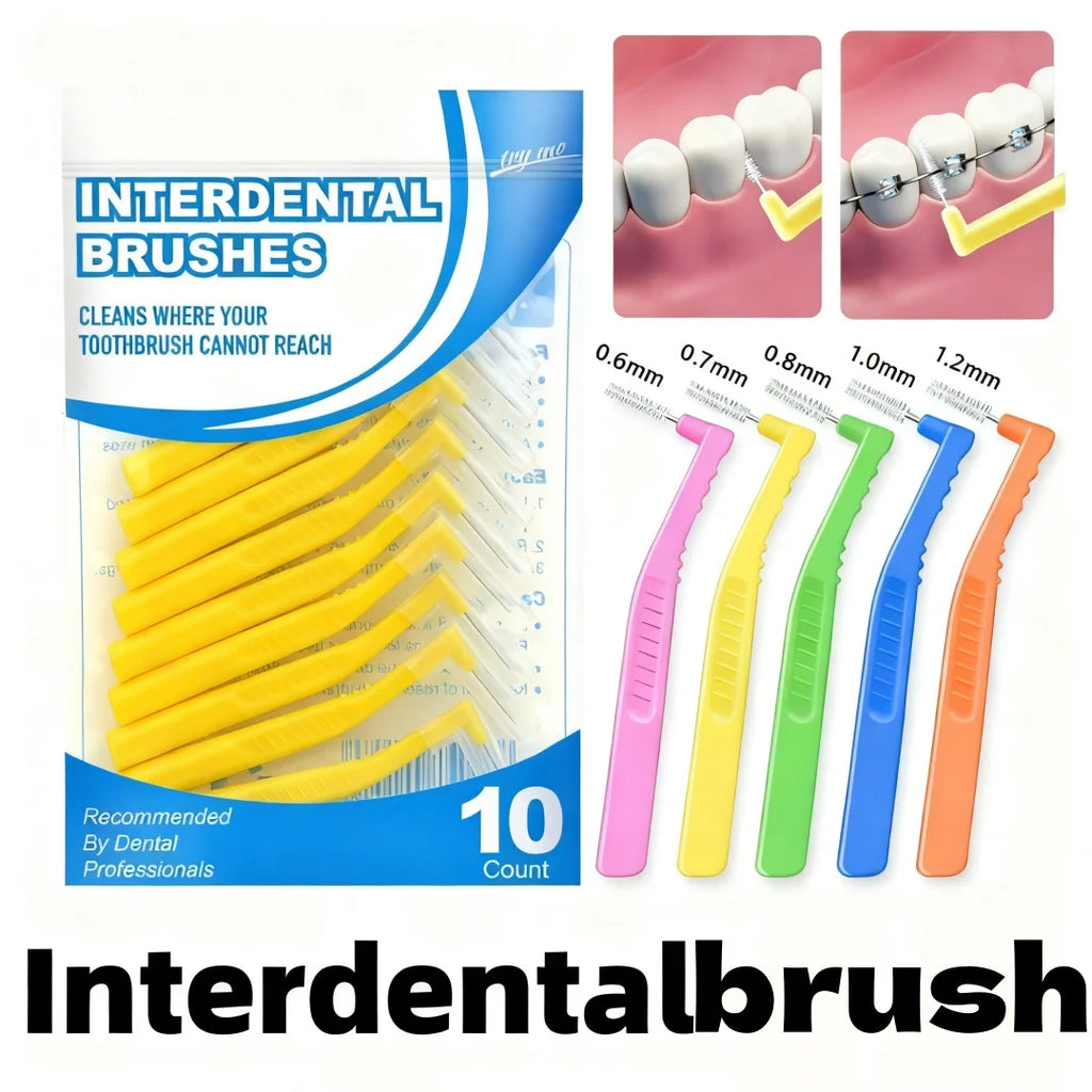 10-Pack L-Shaped Interdental Brushes | Disposable PP Picks Interdental Brush QXL
