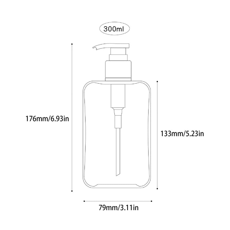 Refillable Square Soap & Lotion Pump Dispenser 200/300ml Soap Pump Dispenser QXL 300ml