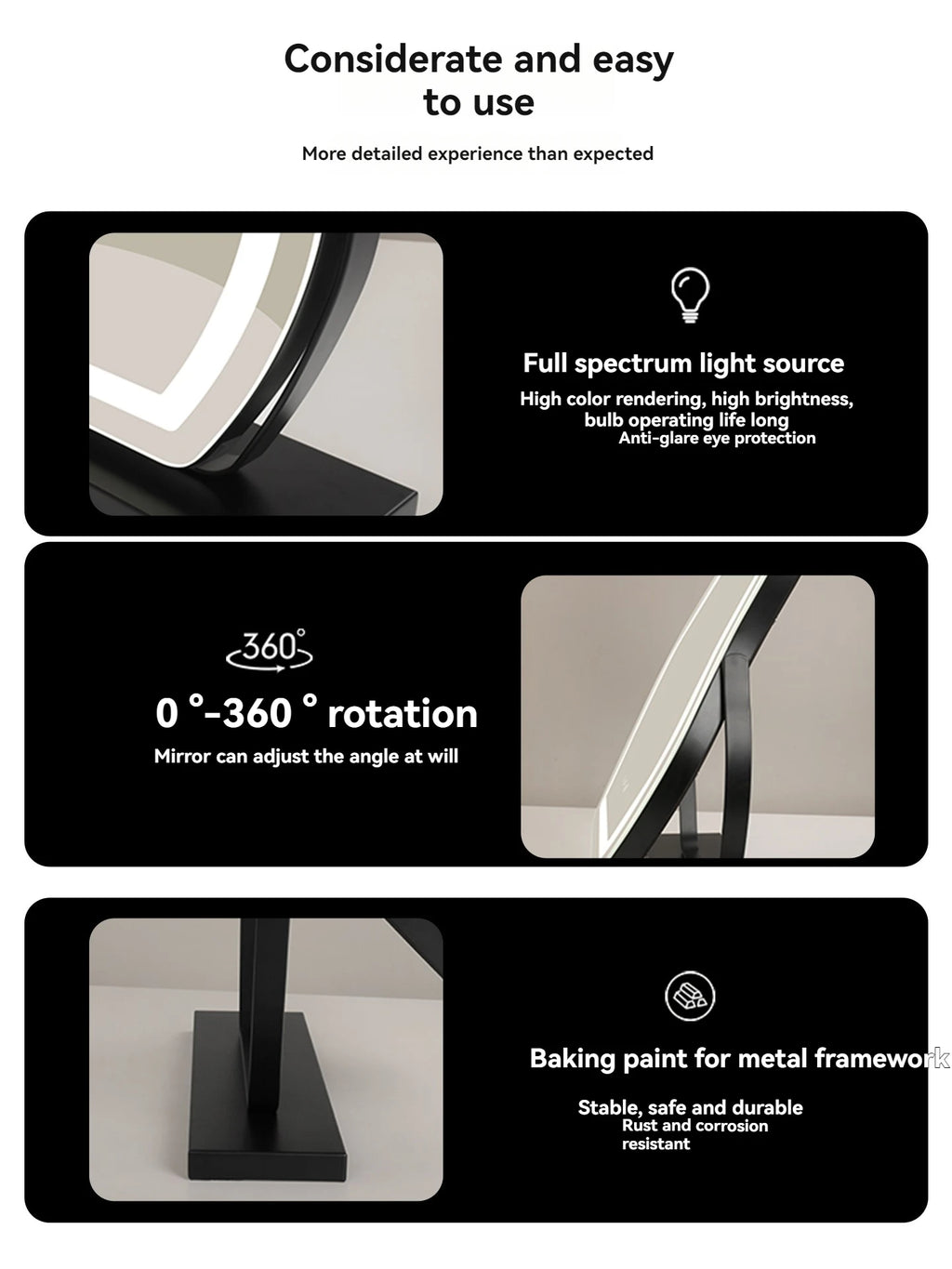 Cloud-Shape HD LED Lighted Desktop Makeup Mirror | Vanity LED Vanity Mirror QXL